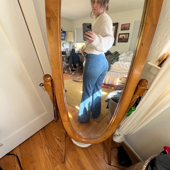 70s Vintage High Waisted Wide Leg Denim Jeans - Picture 9 of 9